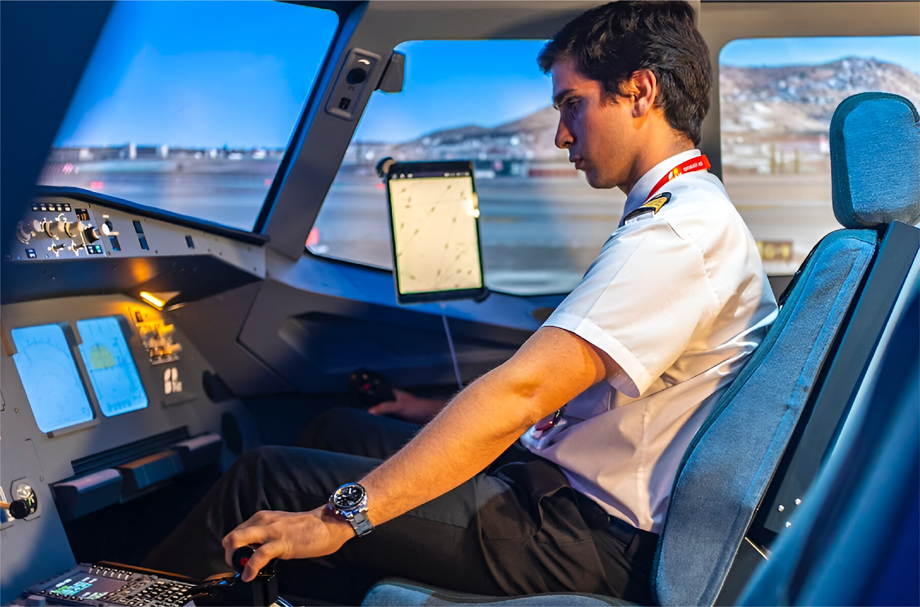 Piloto en la cabina de un vuelo privado